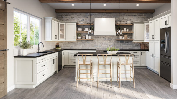 SA-2DB36 Raised Panel Antique White Base Cabinets