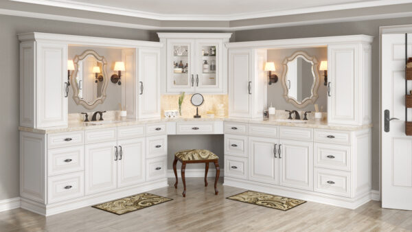 CW-2DB36 Raised Panel Antique White Base Cabinets