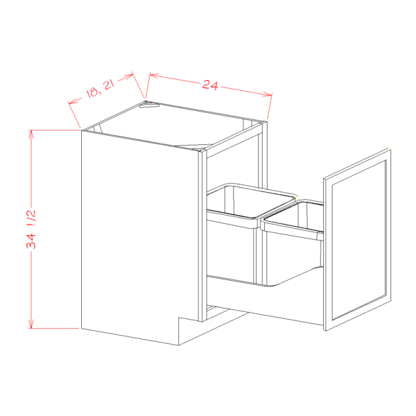 SD-B21TCPO Shaker Dove Base Cabinets