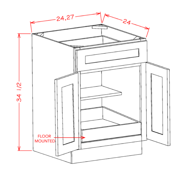 SD-B271RS Shaker Dove Base Cabinets