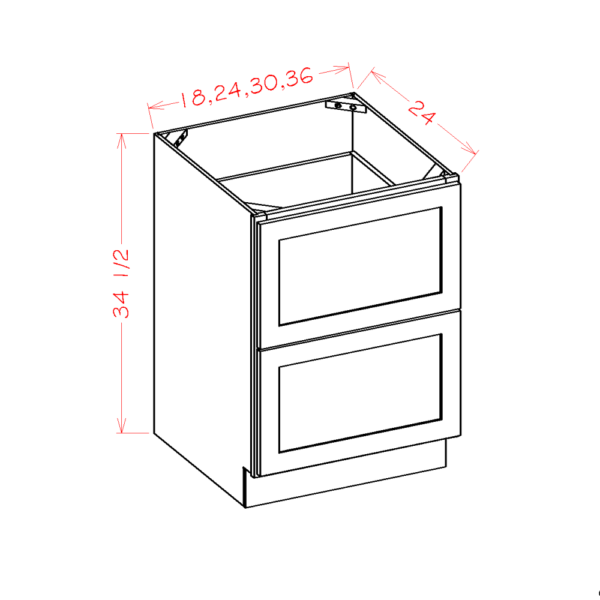 SG-2DB36 Shaker Grey Base Cabinets