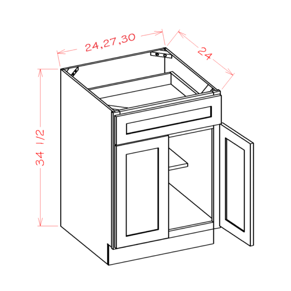 SD-B30S Shaker Dove Base Cabinets