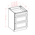 SI-3DB33 Shaker IVY Base Cabinets