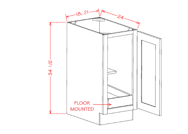 SG-B33FH1RS Shaker Grey Base Cabinets