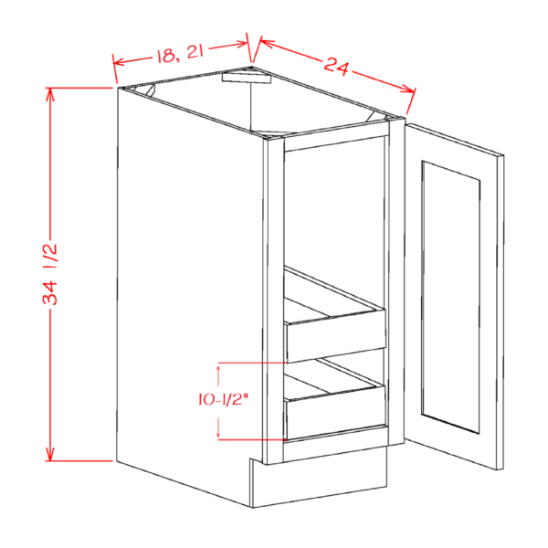 SD-B21FH2RS Shaker Dove Base Cabinets