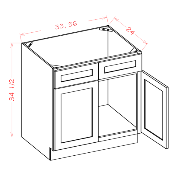 SD-SB33 Shaker Dove Base Cabinets