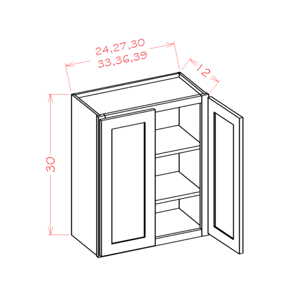 SG-W3030 Shaker Grey Wall Cabinets