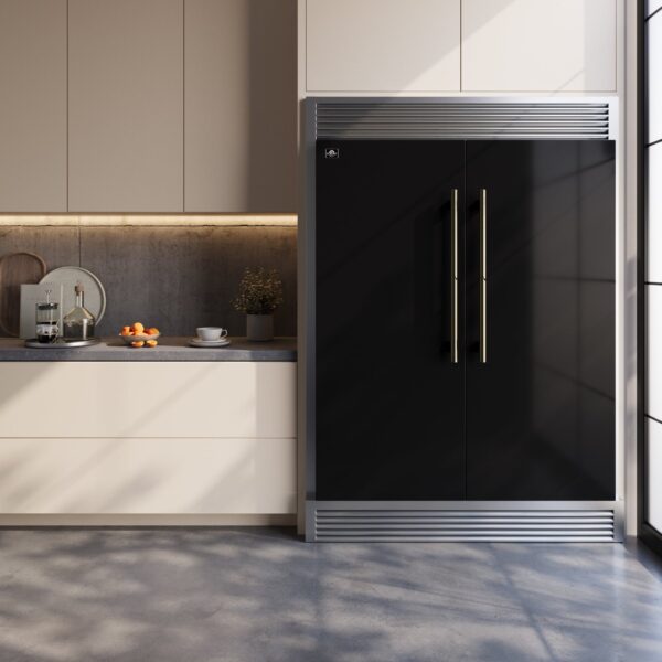 Forno Maderno 2-28-Inch Wide Convertible Refrigerator/Freezer in Black, Decorative Trim Grill, 27.2 cu.ft