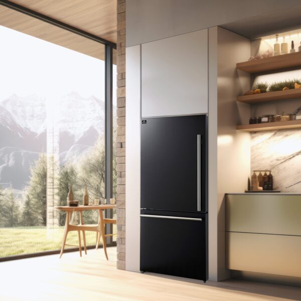 Forno Milano 2-Piece 62-Inch Freestanding Dual Bottom Freezer Refrigerator in Black – 34.4 cu.ft, Touch Control, Ice Maker
