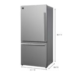 Forno Milano Espresso 31-Inch Stainless Steel Bottom Freezer Refrigerator, 17.2 cu.ft., Built-In Ice Maker, ENERGY STAR