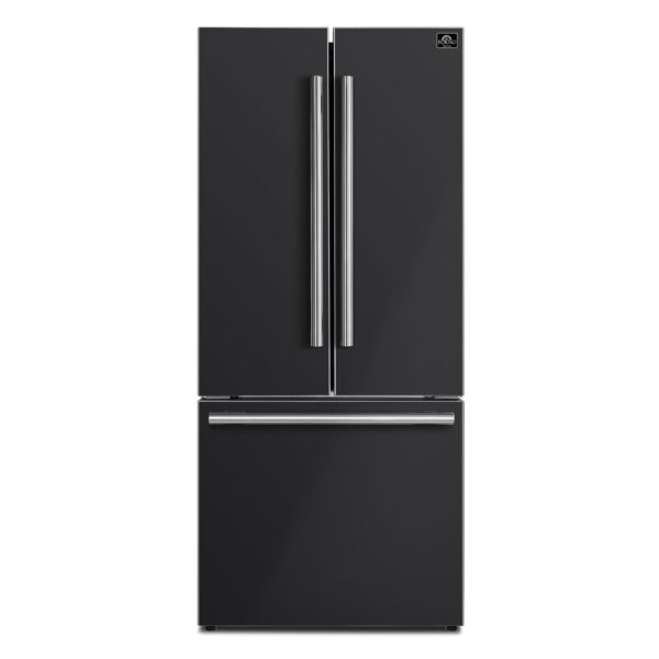 ProductForno Gallipoli Espresso 30-Inch Black French Door Refrigerator, Bottom Freezer, 17.5 Cu. Ft.