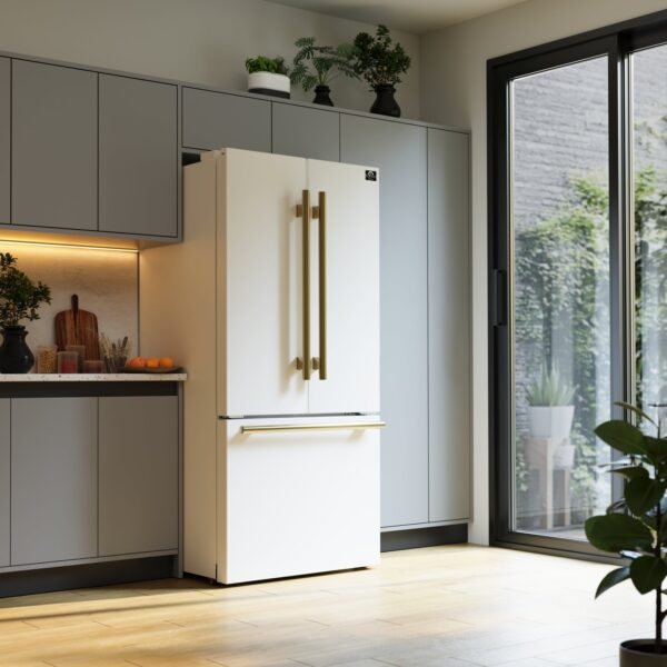 Forno Gallipoli Espresso 30-Inch White French Door Refrigerator, Bottom Freezer, 17.5 Cu. Ft.