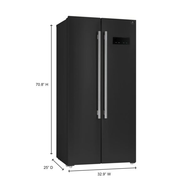 Forno Salerno Espresso 33-Inch Black Side-by-Side Refrigerator, 15.6 Cu. Ft