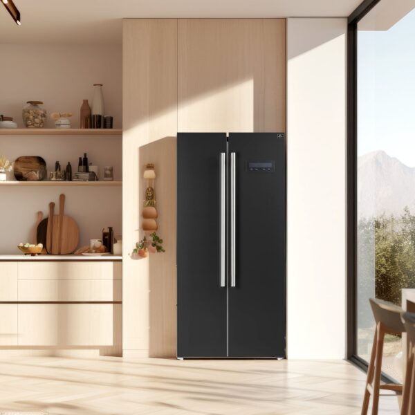 Forno Salerno Espresso 33-Inch Black Side-by-Side Refrigerator, 15.6 Cu. Ft