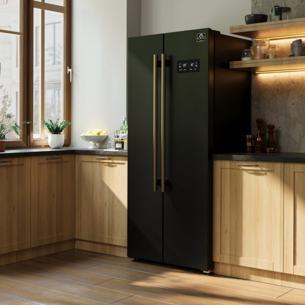 Forno Salerno Espresso 33-Inch Black Side-by-Side Refrigerator, 15.6 Cu. Ft