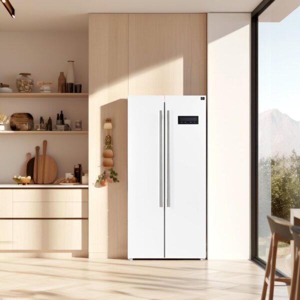Forno Salerno Espresso 33-Inch White Side-by-Side Refrigerator, 15.6 Cu. Ft.