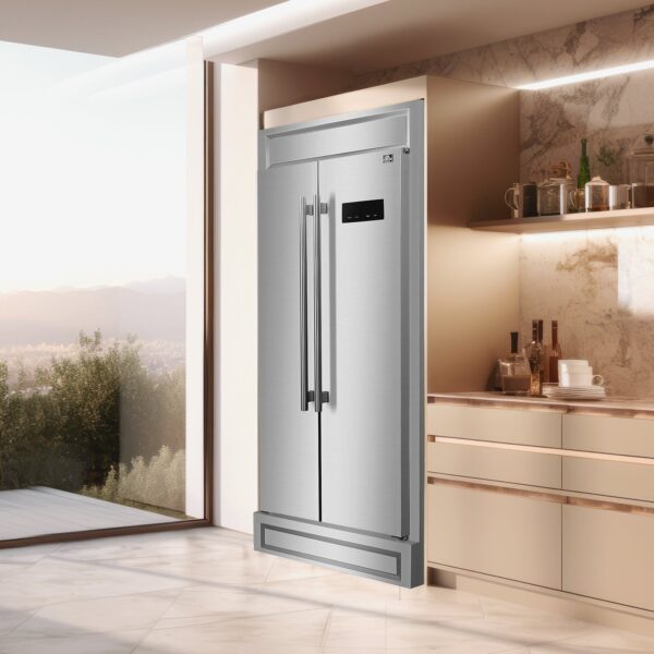 Forno Salerno 37-Inch Built-In Stainless Steel Refrigerator, 15.6 cu.ft, Modern Decorative Grill