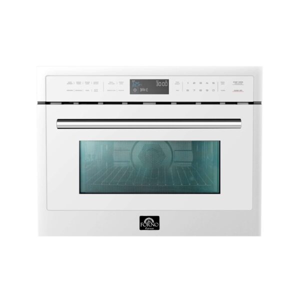 Forno Oliena Espresso White 24-Inch Built-In Microwave and Convection Oven Combo, 1.6 cu.ft
