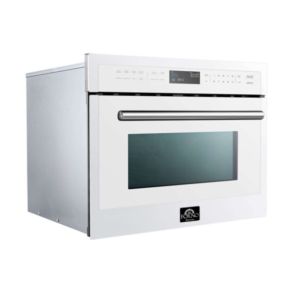 Forno Oliena Espresso White 24-Inch Built-In Microwave and Convection Oven Combo, 1.6 cu.ft
