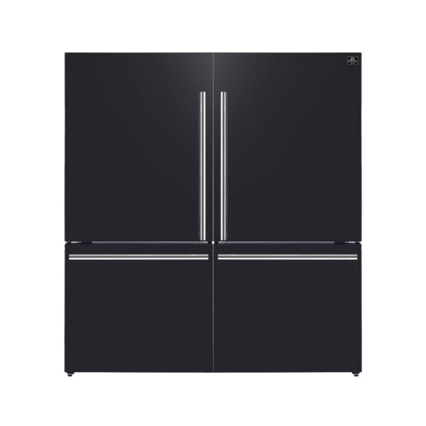 Forno Milano 2-Piece 62-Inch Freestanding Dual Bottom Freezer Refrigerator in Black – 34.4 cu.ft, Touch Control, Ice Maker
