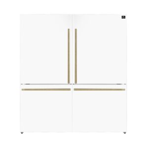 Forno Milano 2-Piece 62-Inch Freestanding Dual Bottom Freezer Refrigerator, White – 34.4 cu.ft, Touch Control, Ice Maker