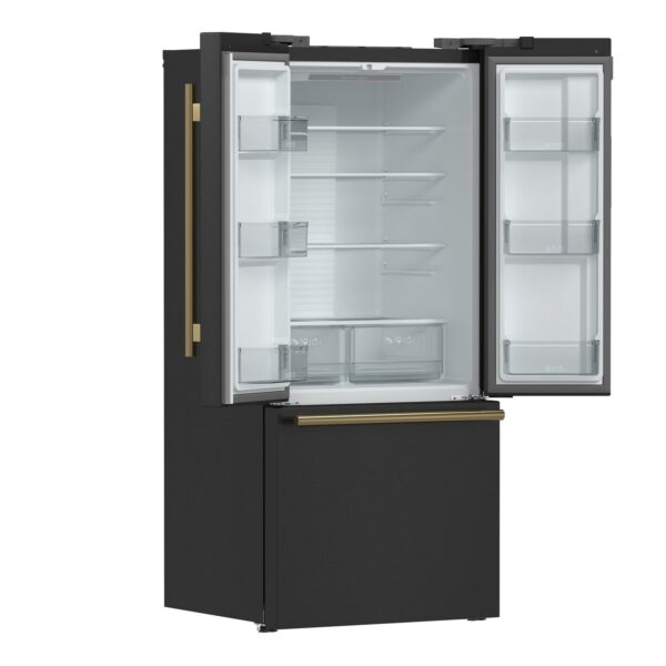 ProductForno Gallipoli Espresso 30-Inch Black French Door Refrigerator, Bottom Freezer, 17.5 Cu. Ft.
