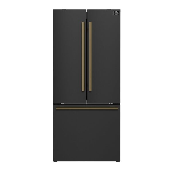 ProductForno Gallipoli Espresso 30-Inch Black French Door Refrigerator, Bottom Freezer, 17.5 Cu. Ft.