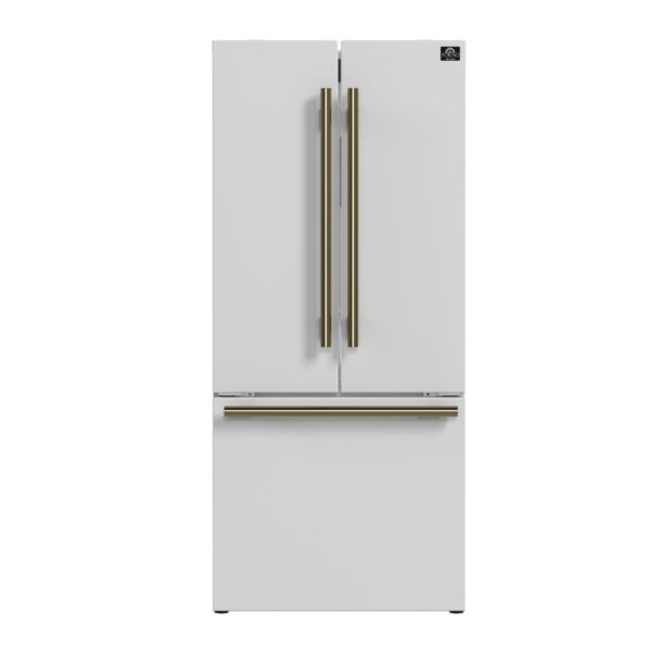Forno Gallipoli Espresso 30-Inch White French Door Refrigerator, Bottom Freezer, 17.5 Cu. Ft.