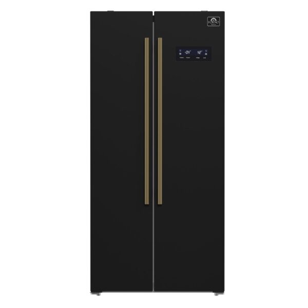 Forno Salerno Espresso 33-Inch Black Side-by-Side Refrigerator, 15.6 Cu. Ft