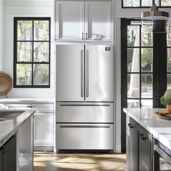 Forno Moena 36-Inch French Door Refrigerator, 19.2 cu.ft, Counter Depth, Ice Maker