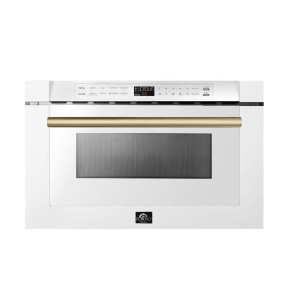 Forno Capoliveri Espresso 24-Inch Microwave Drawer, White, 1.2 cu.ft, 900 Watts, Built-In, Touch Control LCD Display, Auto-Touch Open/Close, 11 Power Levels, Sensor Cooking