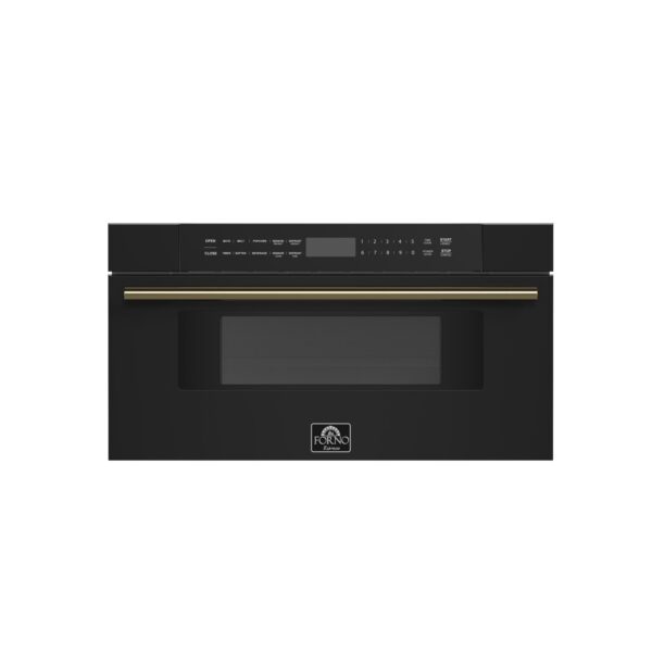 Forno Capoliveri Espresso 30-Inch Microwave Drawer, Black, 1.2 cu.ft, 900 Watts, Built-In, Touch Control LCD Display, Auto-Touch Open/Close, 11 Power Levels, Sensor Cooking