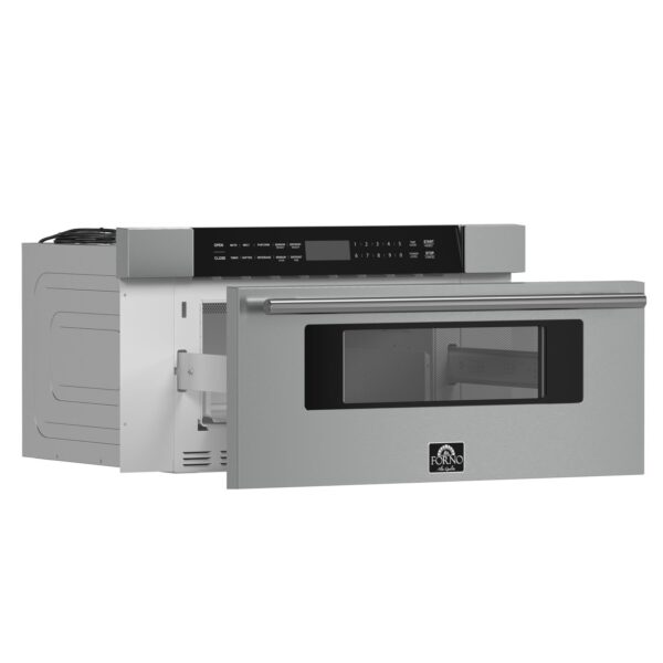 Forno Capoliveri 30-Inch Microwave Drawer, Stainless Steel, 1.2 cu.ft, 900 Watts, Built-In, Touch Control LCD Display, Auto-Touch Open/Close, 11 Power Levels, Sensor Cooking