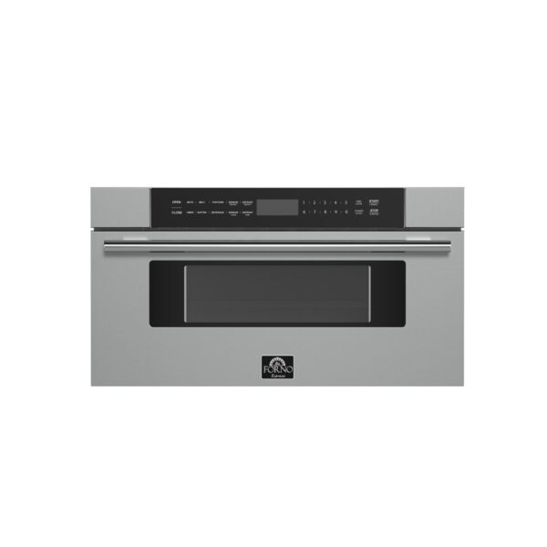 Forno Capoliveri 30-Inch Microwave Drawer, Stainless Steel, 1.2 cu.ft, 900 Watts, Built-In, Touch Control LCD Display, Auto-Touch Open/Close, 11 Power Levels, Sensor Cooking