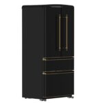 Forno Luigi 33-Inch French Door Refrigerator, 18 cu.ft, Black Finish, Antique Brass Handles, ENERGY STAR Certified