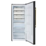 Forno Maderno 28-Inch Convertible Freezer/Refrigerator in Black with Antique Brass Handle, 13.6 cu.ft. Right Swing