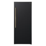 Forno Maderno 28-Inch Convertible Freezer/Refrigerator in Black with Antique Brass Handle, 13.6 cu.ft. Right Swing