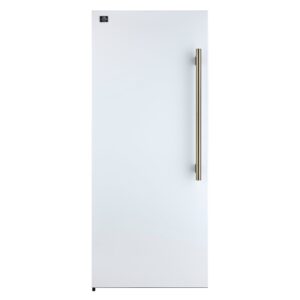 Forno Maderno 28-Inch Convertible Upright Freezer/Refrigerator in White with Antique Brass Handle, 13.6 cu.ft., Left Swing