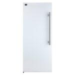 Forno Maderno 28-Inch Convertible Upright Freezer/Refrigerator in White with Antique Brass Handle, 13.6 cu.ft., Left Swing
