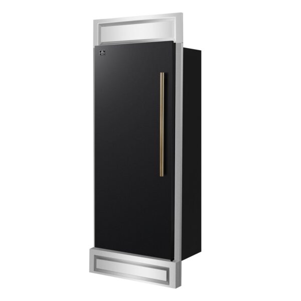Forno Maderno 28-Inch Built-In Convertible Refrigerator in Black with Antique Brass, 13.6 cu.ft