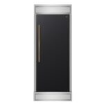 Forno Maderno 28-Inch Built-In Convertible Refrigerator in Black with Antique Brass Handle, 13.6 cu.ft