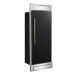 Forno Maderno 28-Inch Built-In Convertible Refrigerator in Black with Antique Brass Handle, 13.6 cu.ft