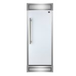 Forno Maderno 28-Inch Built-In Convertible Refrigerator in White with Antique Brass Handle, 13.6 cu.ft. Right Swing with Decorative Grill - 32-Inch Wide