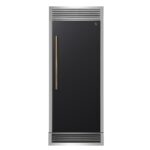 Forno Maderno 28-Inch Built-In Convertible Refrigerator in Black with Antique Brass Handle, 13.6 cu.ft