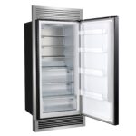 Forno Maderno 28-Inch Built-In Convertible Refrigerator in Black with Antique Brass Handle, 13.6 cu.ft
