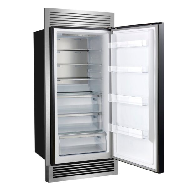 Forno Maderno 28-Inch Built-In Convertible Refrigerator in Black with Antique Brass Handle, 13.6 cu.ft