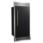 Forno Maderno 28-Inch Built-In Convertible Refrigerator in Black with Antique Brass Handle, 13.6 cu.ft