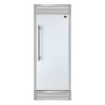 Forno Maderno 28-Inch Built-In Convertible Refrigerator in White with Antique Brass Handle, 13.6 cu.ft. Right Swing with Decorative Trim - 32-Inch Wide