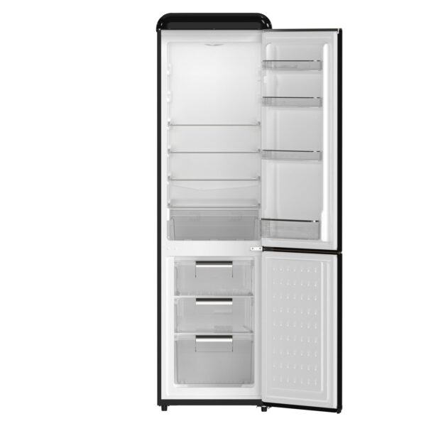 Forno Storico 22-Inch Retro bottom freezer Fridge in Black, 9 cu.ft, copper-tone handle
