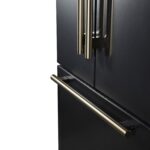 Forno Rivello 36 Inch French Door Refrigerator in Black with Antique Brass, Internal Water Dispenser